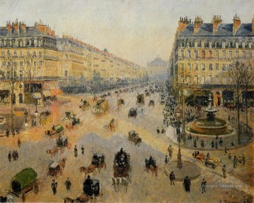 Aven Peintre - l’avenue de l opera paris la lumiere du soleil hiver matin Camille Pissarro